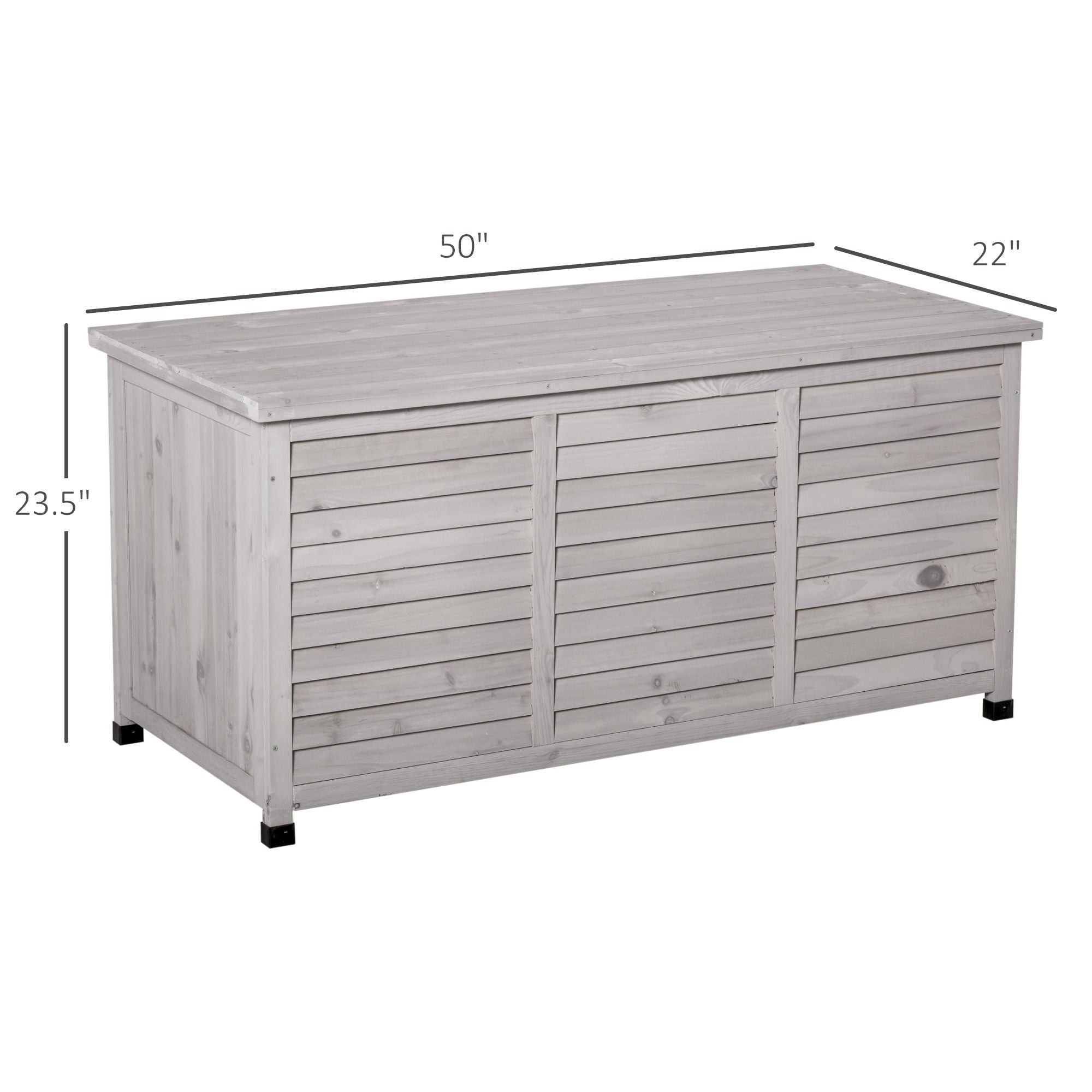 Outsunny - 75 Gallon Wooden Deck Box, Outdoor Storage Container With Aerating Gap & Weather-Fighting Finish - Gray