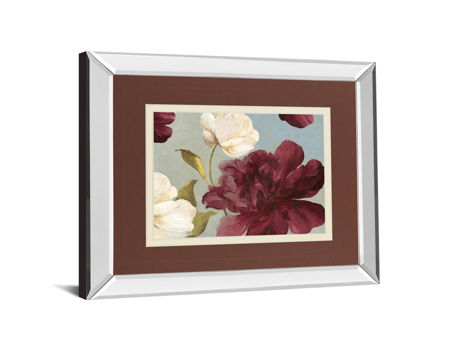 Deep Peonies Il By Asia Jensen - Mirror Framed Print Wall Art - Purple