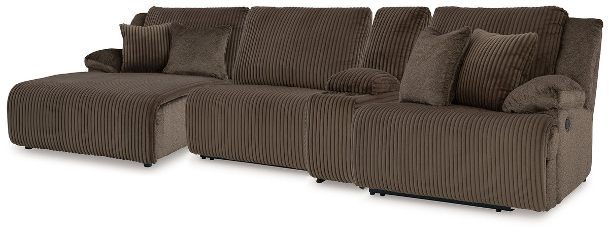 Top Tier - Reclining Sectional Dark Brown 4 Pc. Left Arm Facing Press Back Chaise Reclining Sectional by Signature Design by Ashley® | Bel Furniture