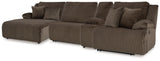 Top Tier - Reclining Sectional Dark Brown 4 Pc. Left Arm Facing Press Back Chaise Reclining Sectional by Signature Design by Ashley® | Bel Furniture