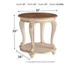 Realyn - White / Brown - Round End Table by Signature Design by Ashley® | Bel Furniture