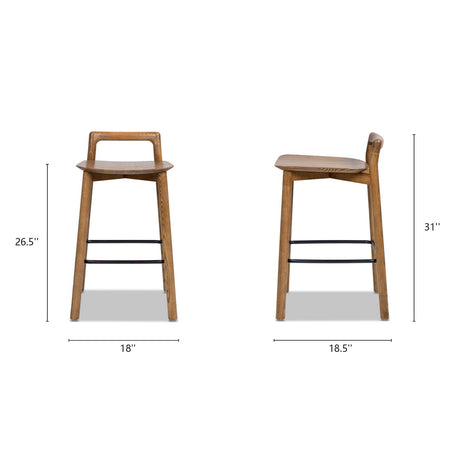 Sven - Modern Minimalist Low Back Counter Stool - Dark Brown Walnut by Jennifer Taylor Home | Bel Furniture