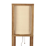 Pinnacle - Shelf Floor Lamp For Bedroom / Living Room, Long Shade - Natural Wood / White by Ashcroft Furniture | Bel Furniture