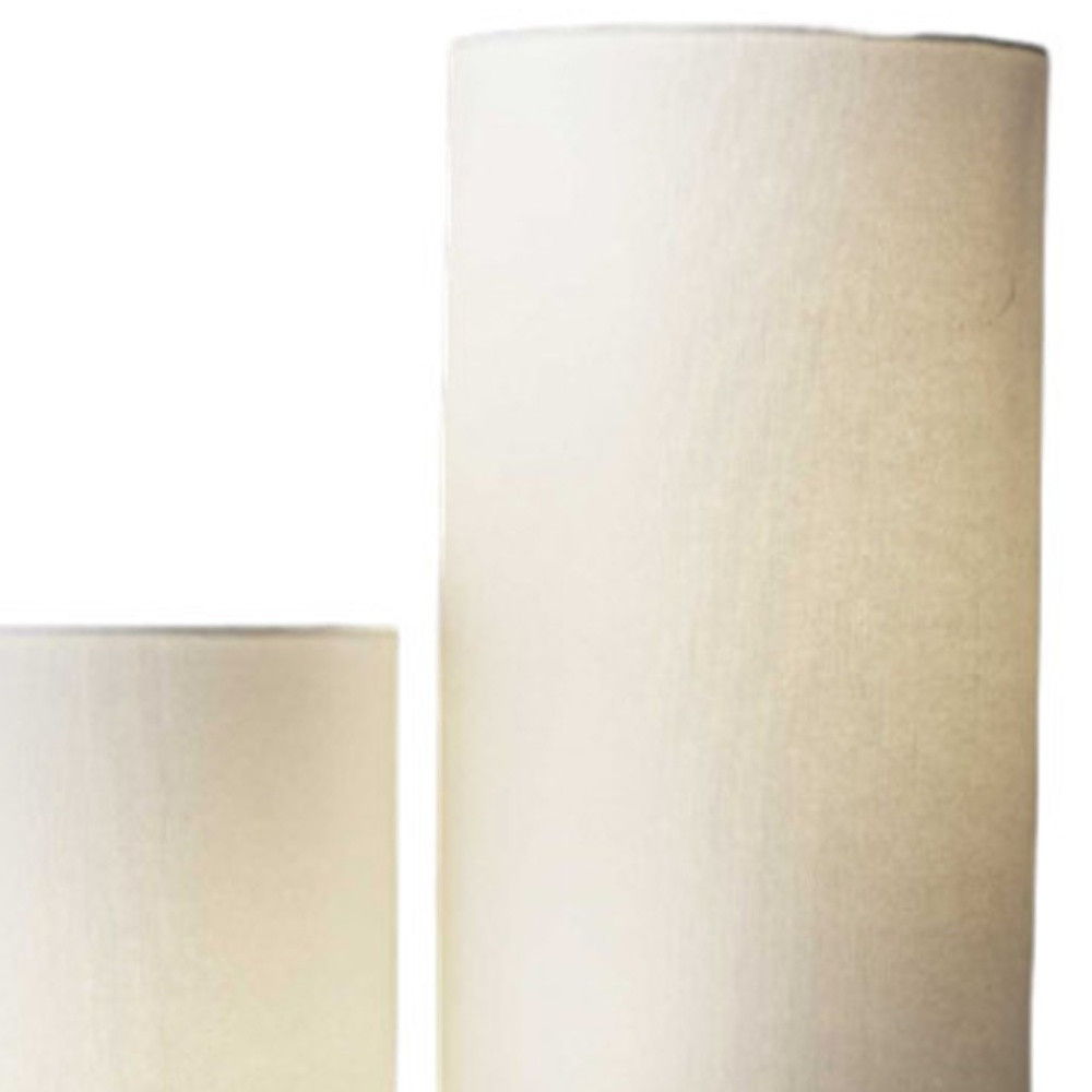 Steel Three Light Floor Lamp With Linen Cylinder Shades - White