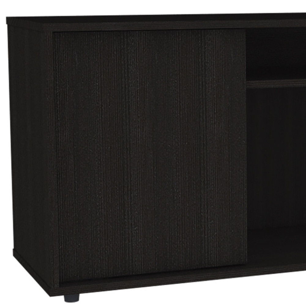 Cabinet Enclosed Storage TV Stand - Brown / Black