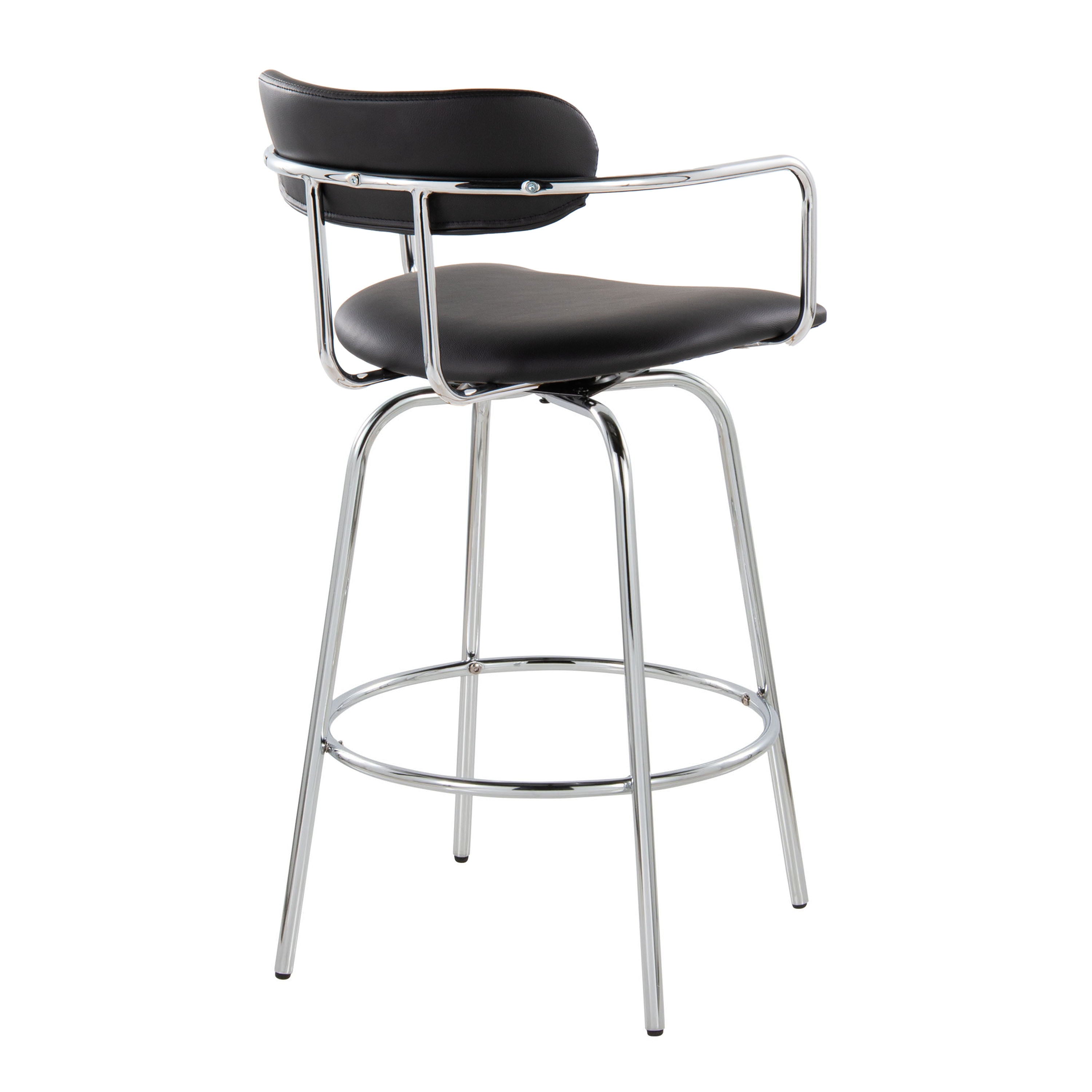 Demi - Contemporary Fixed Height Counter Stool With Swivel With Round Footrest (Set of 2)