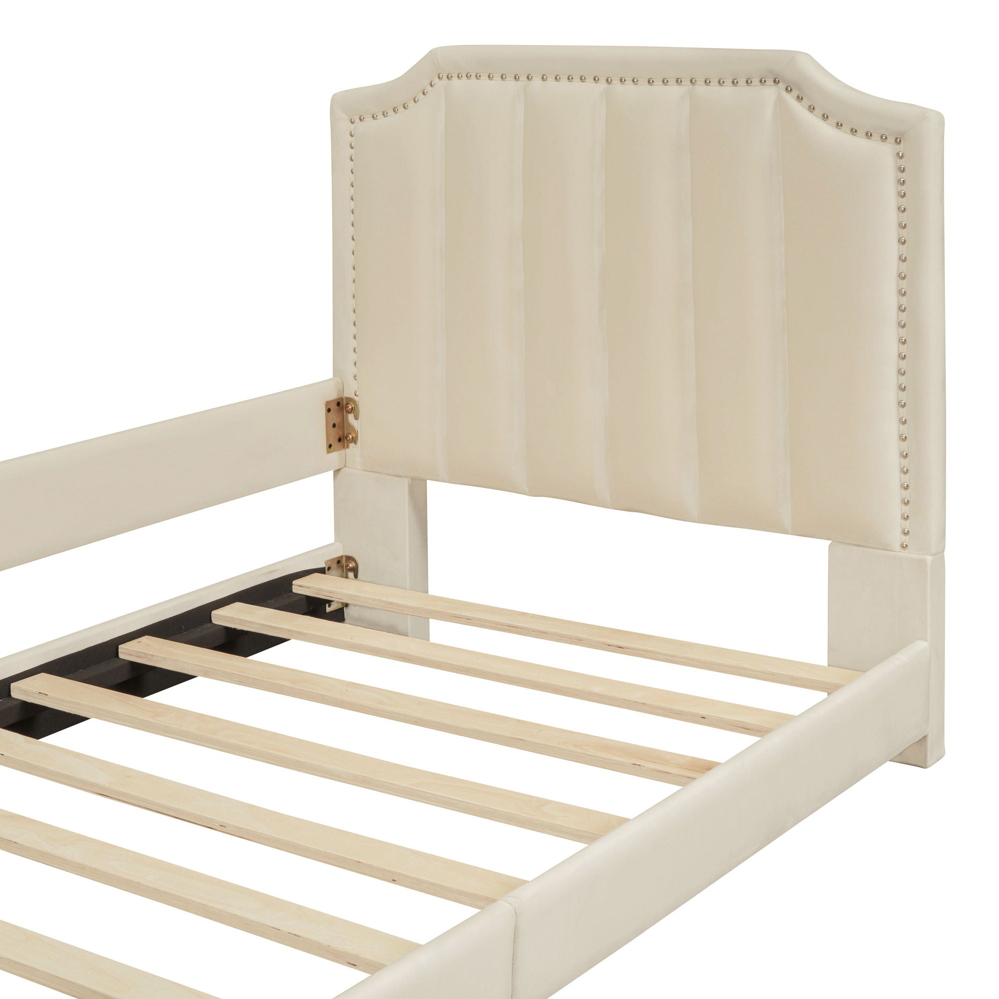 Upholstered Daybed With Classic Stripe Shaped Headboard