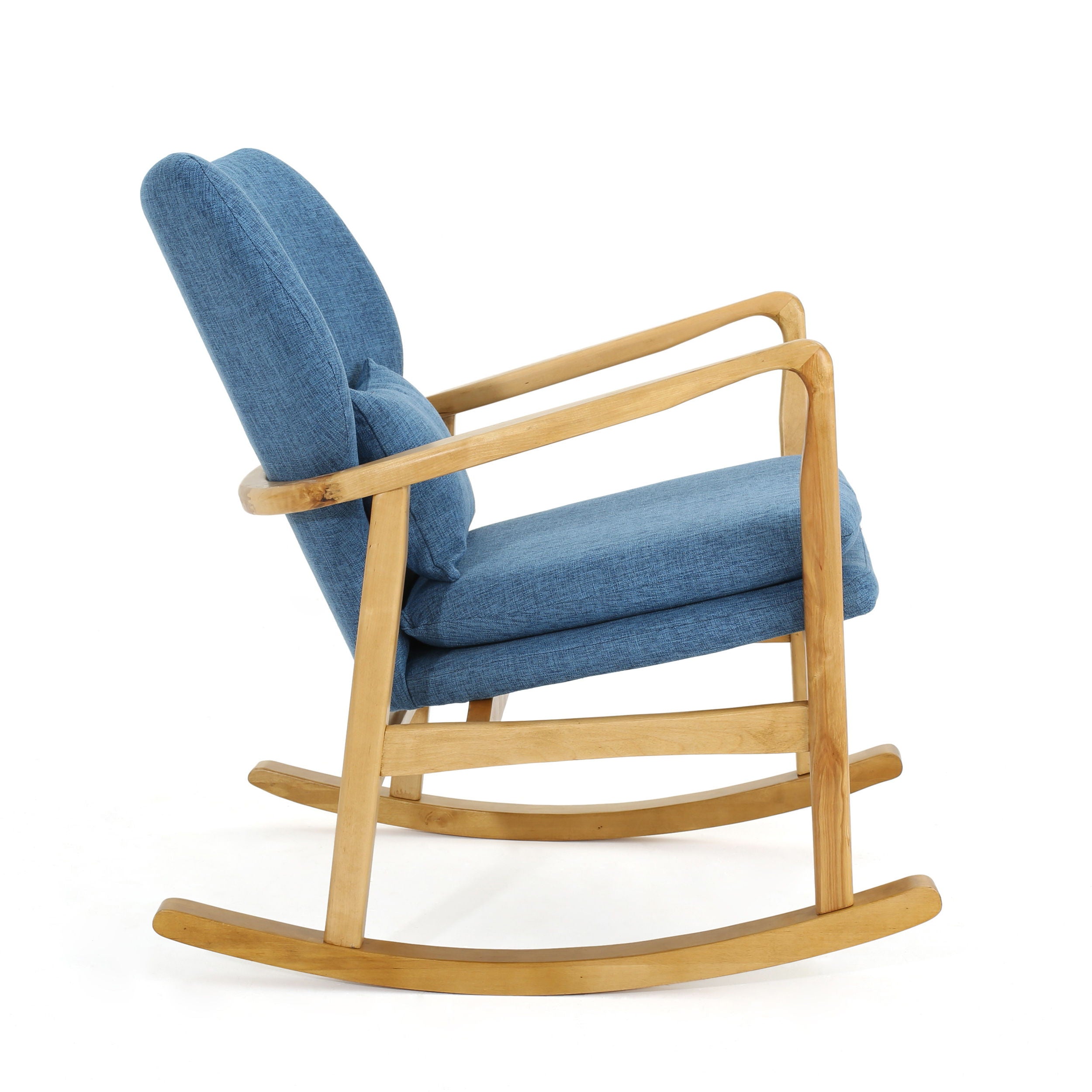 Elegant Solid Wood Rocking Chair With Linen Cushion