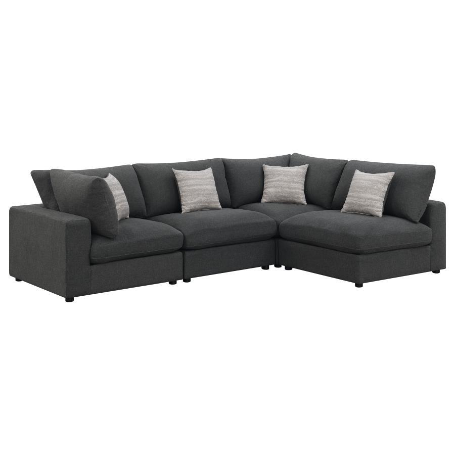 Serene - Upholstered Modular Sectional Sofa Black 4 Pc. Left Arm Facing Corner Chaise Sectional by CoasterEssence | Bel Furniture