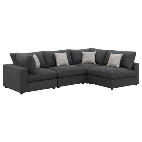 Serene - Upholstered Modular Sectional Sofa Black 4 Pc. Left Arm Facing Corner Chaise Sectional by CoasterEssence | Bel Furniture