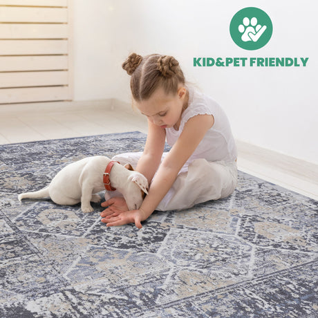 Payas - 5' X 7' Traditional Area Rug - Gray / Blue - view 4