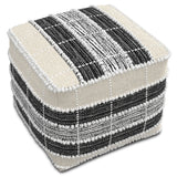 Barley - Square Pouf - White / Beige / Black by Simpli-Home | Bel Furniture