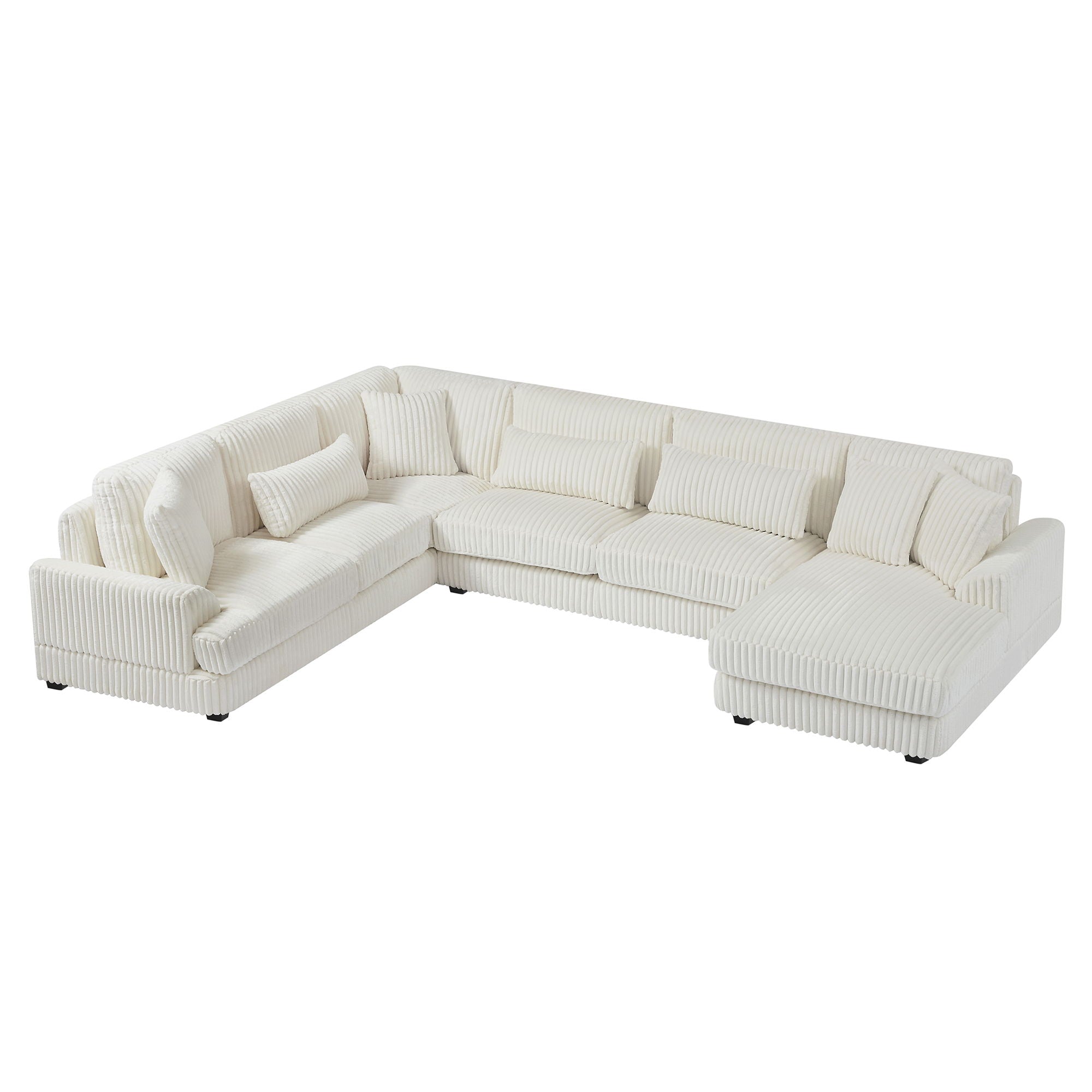 Oversized Sectional Sofa U - Shaped Sofa Couch Modern Sofa Upholstered In Soft Corduroy With A Chaise Lounge For Living Room