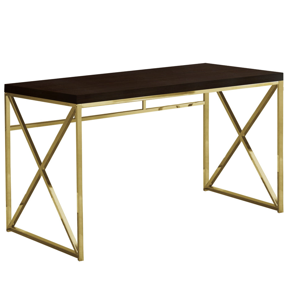 Writing Desk - Espresso And Gold