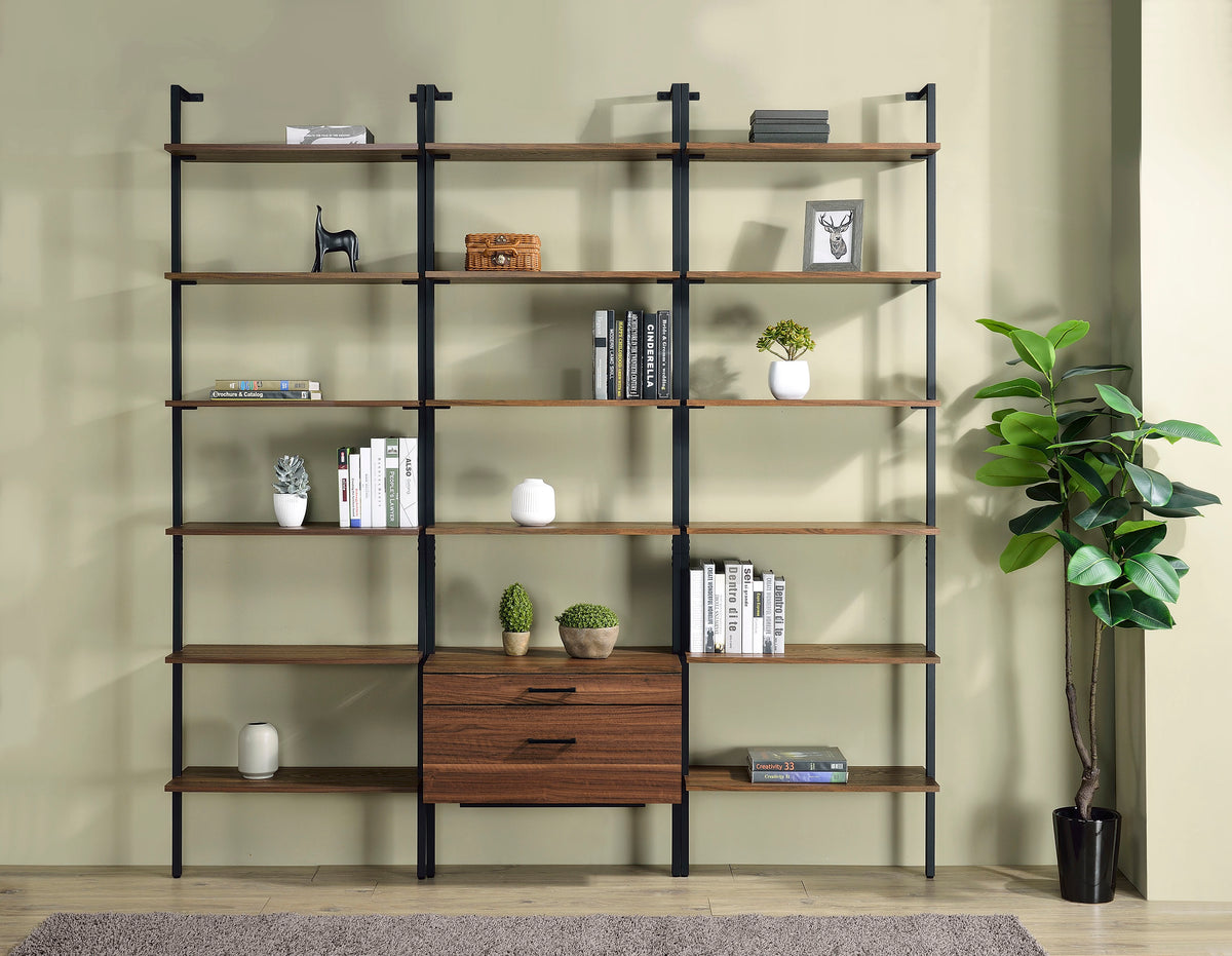 Owens - 3 Piece Wall Mounted Bookshelf Set - Walnut