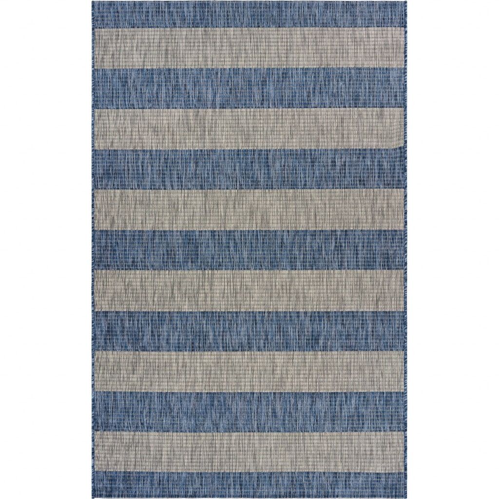 2' X 3' Striped Indoor / Outdoor Area Rug - Blue / Gray