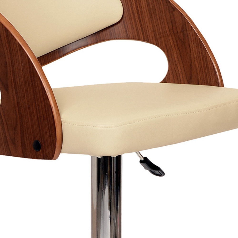 Swivel Low Back Adjustable Height Bar Chair - Cream / Brown