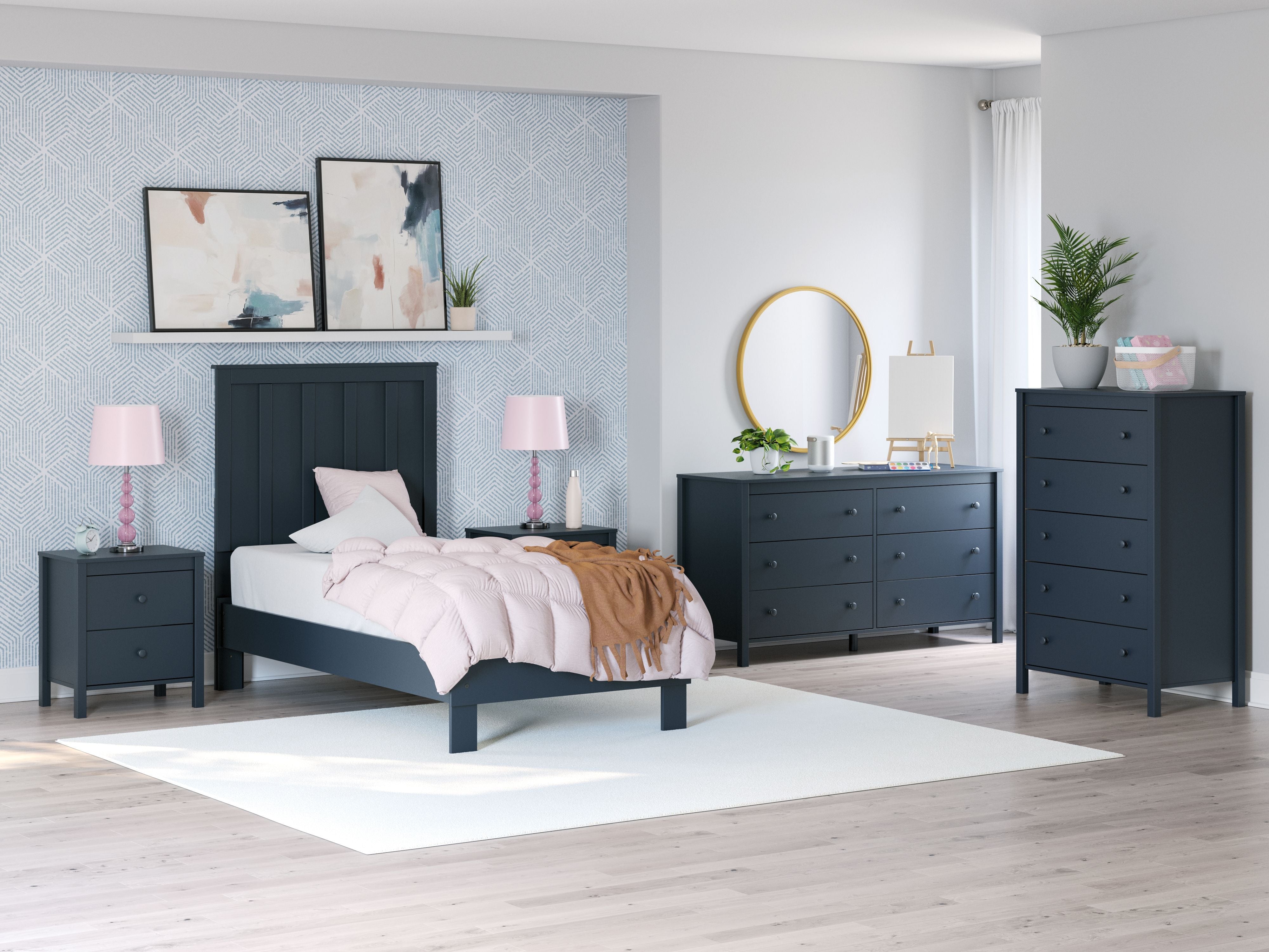 Simmenfort - Platform Bed With Panel Headboard