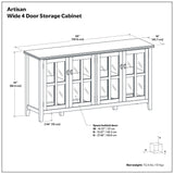 Artisan - Handcrafted Wide 4 Door Storage Cabinet
