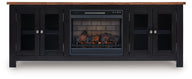 Wildenauer - 76" TV Stand With Electric Fireplace Black Faux Brick Fireplace Insert by Signature Design by Ashley® | Bel Furniture