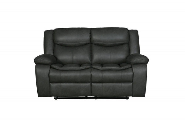 Faux Leather Manual Reclining Love Seat - Gray