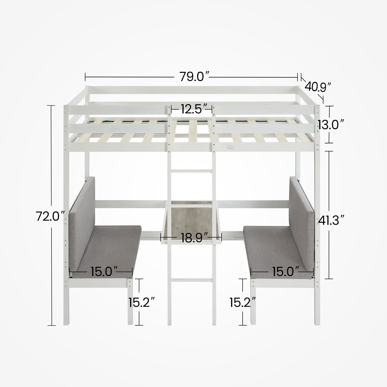 Twin Over Twin Bunk Beds Can Be Turn Into Upper Bed And Down Desk, Cushion Sets Are Free - White