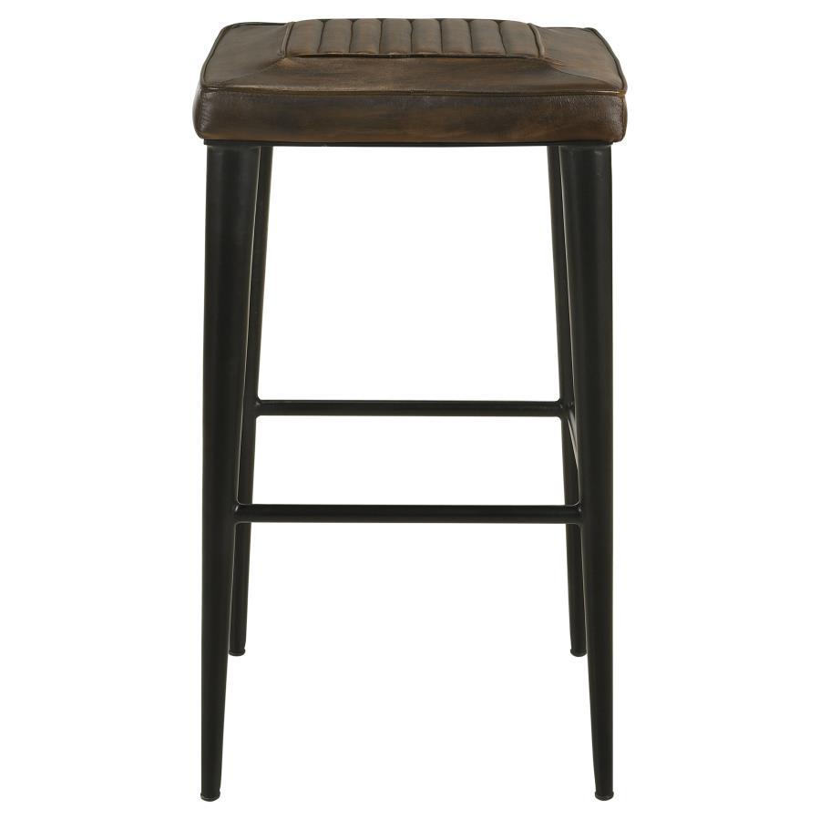 Alvaro - Leather Upholstered Backless Bar Stool (Set of 2)