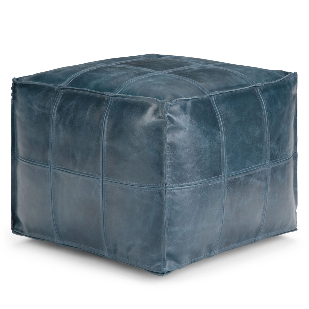 Manning - Square Pouf - Teal by Simpli-Home | Bel Furniture