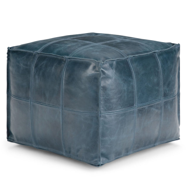 Manning - Square Pouf - Teal by Simpli-Home | Bel Furniture
