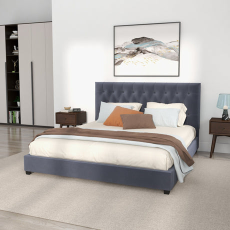 Donald - Mid-Century Modern Upholstered Platform Bed - view 14