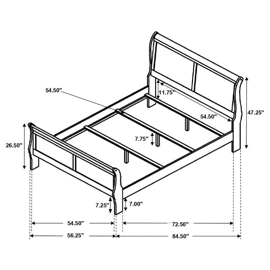 Louis Philippe - Panel Sleigh Bed