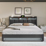 Upholstered Platform Bed With A Hydraulic Storage System, LED And USB Charging (Without Mattress)