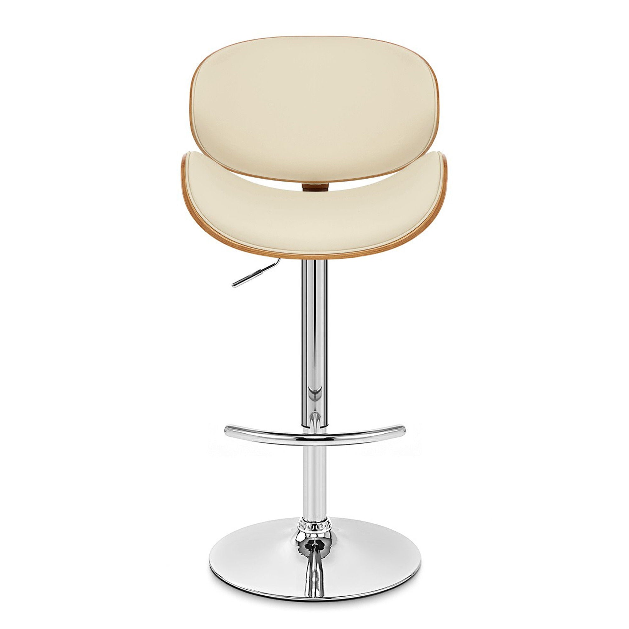 Swivel Low Back Adjustable Height Bar Chair - Cream / Silver