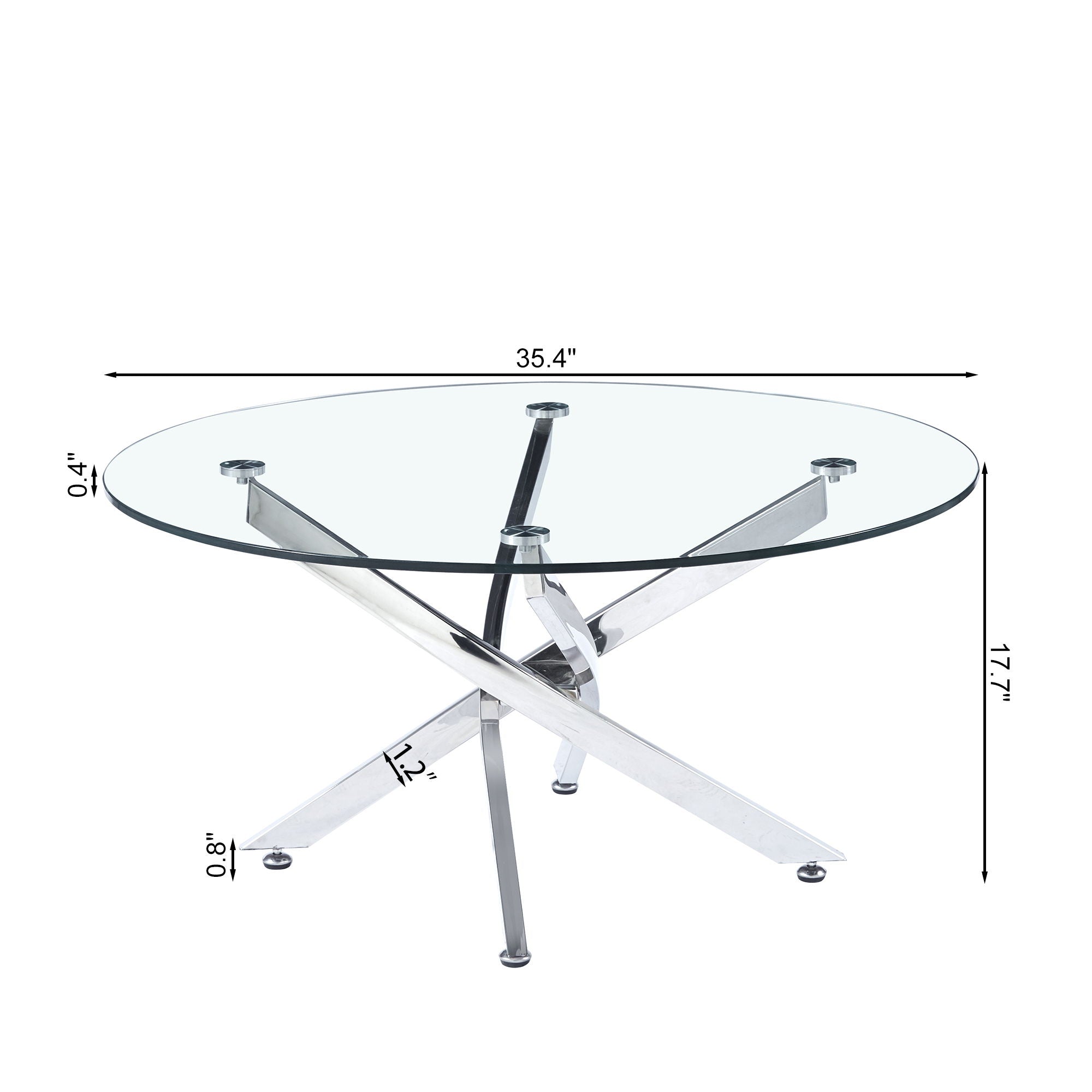 Modern Round Tempered Glass Coffee Table With Chrome Legs