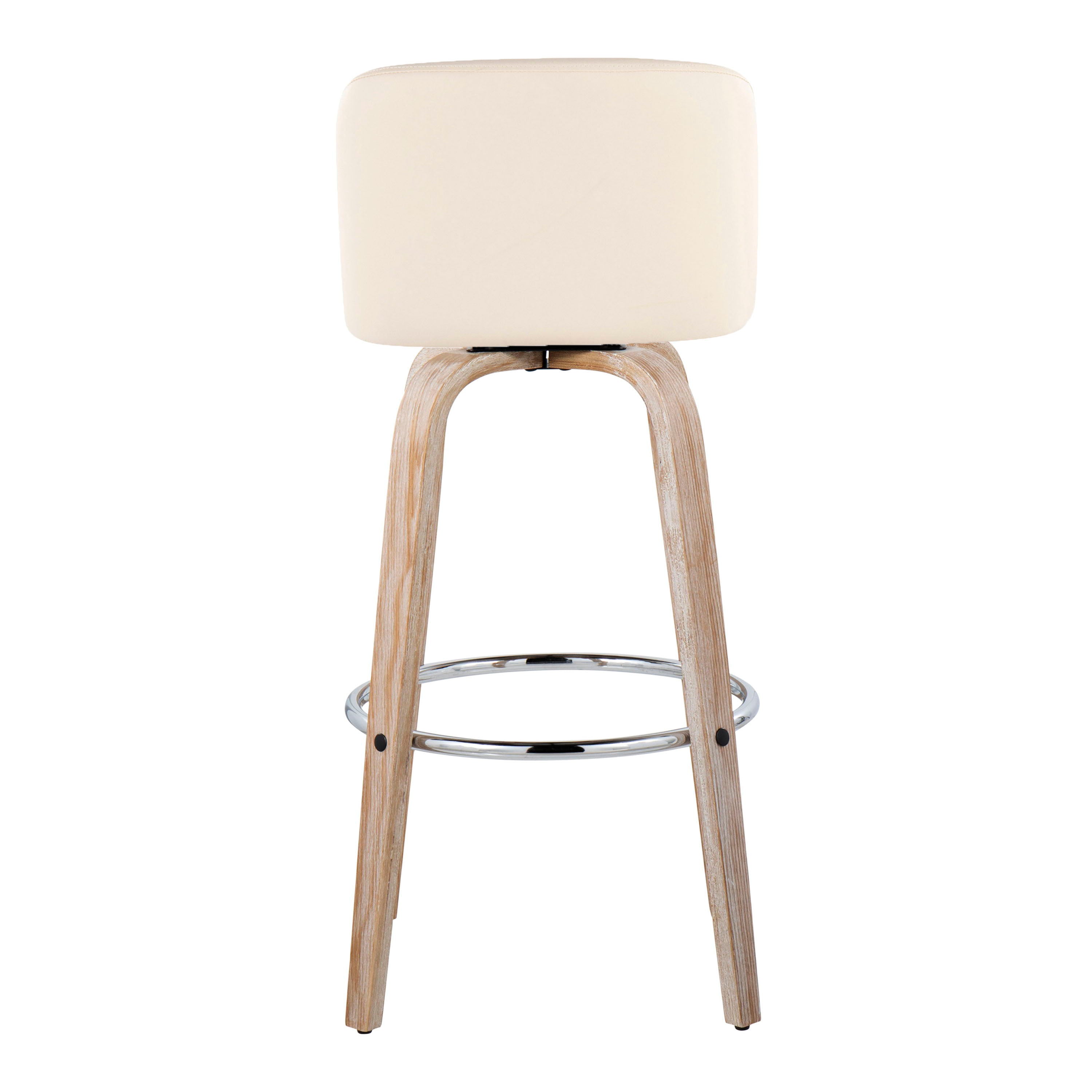 Toriano - Contemporary Fixed Height Barstool With Swivel & Round Footrest (Set of 2)