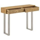 Draco - 2-Drawer Console Table Hand Carved Details - Natural by CoasterEveryday | Bel Furniture