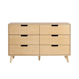 Mid-Century Hans 6 Drawer Dresser With Cut-Out Handles by Walker Edison | Bel Furniture