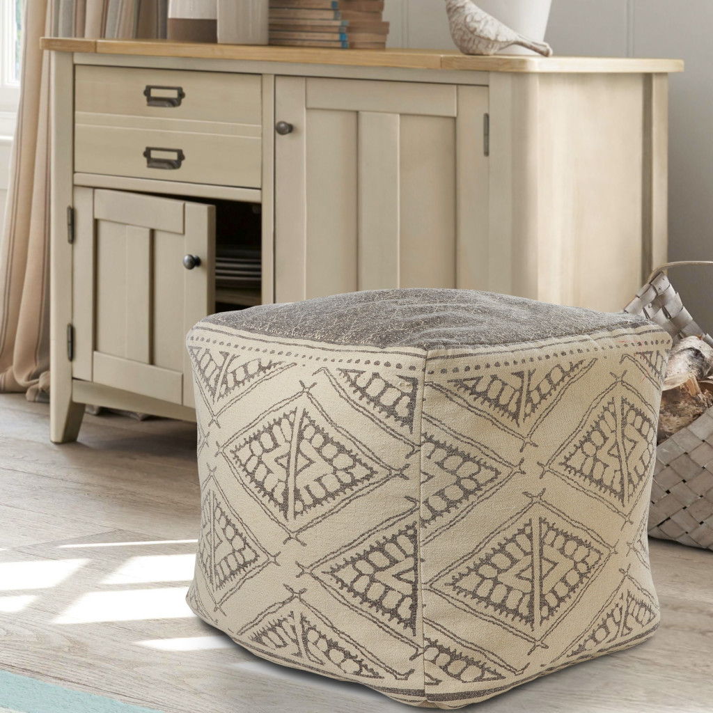 Cotton Ottoman Square - Beige