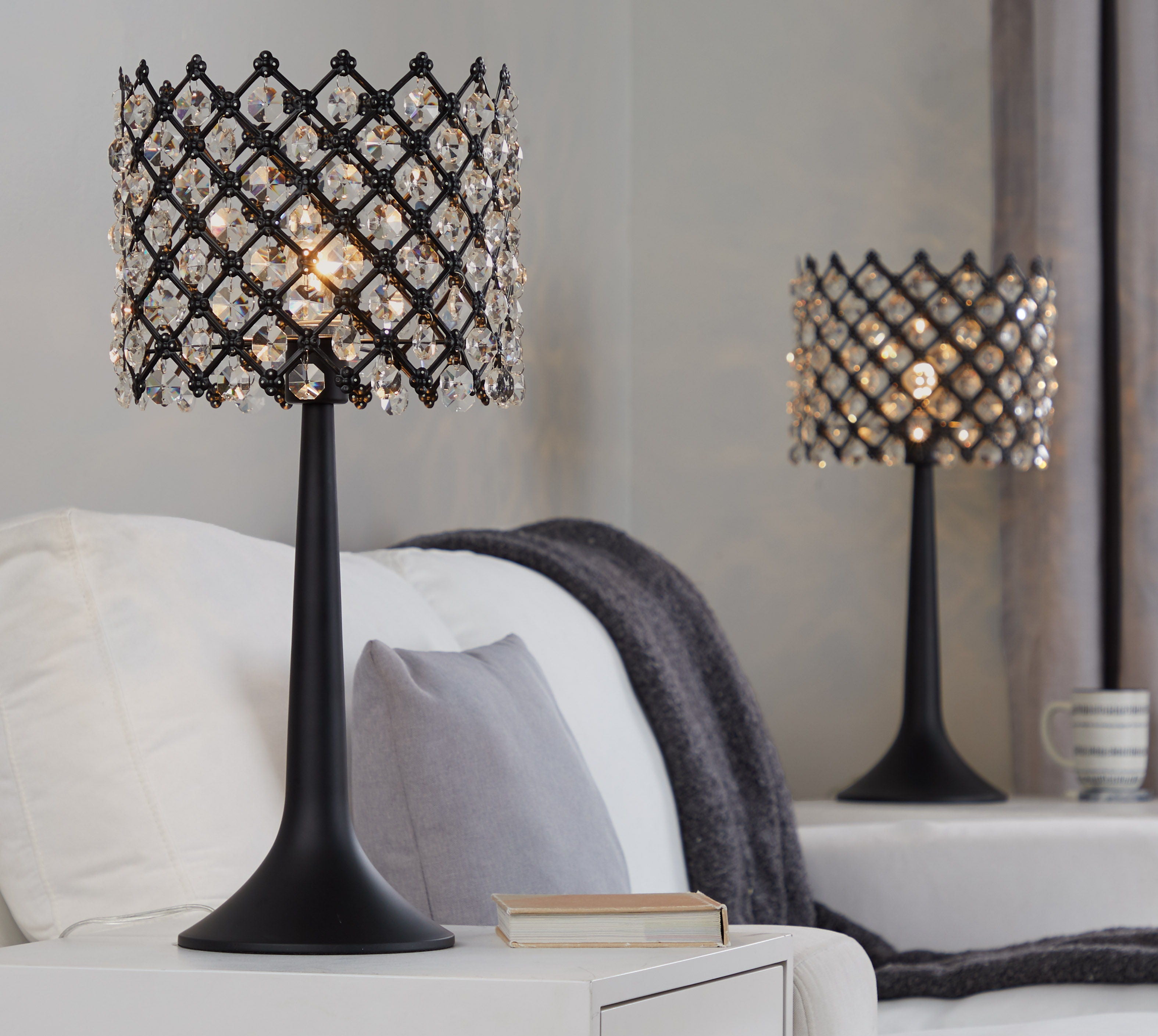 Jasper - Contemporary Buffet Lamp (Set of 2) - Matte Black / Clear Crystal