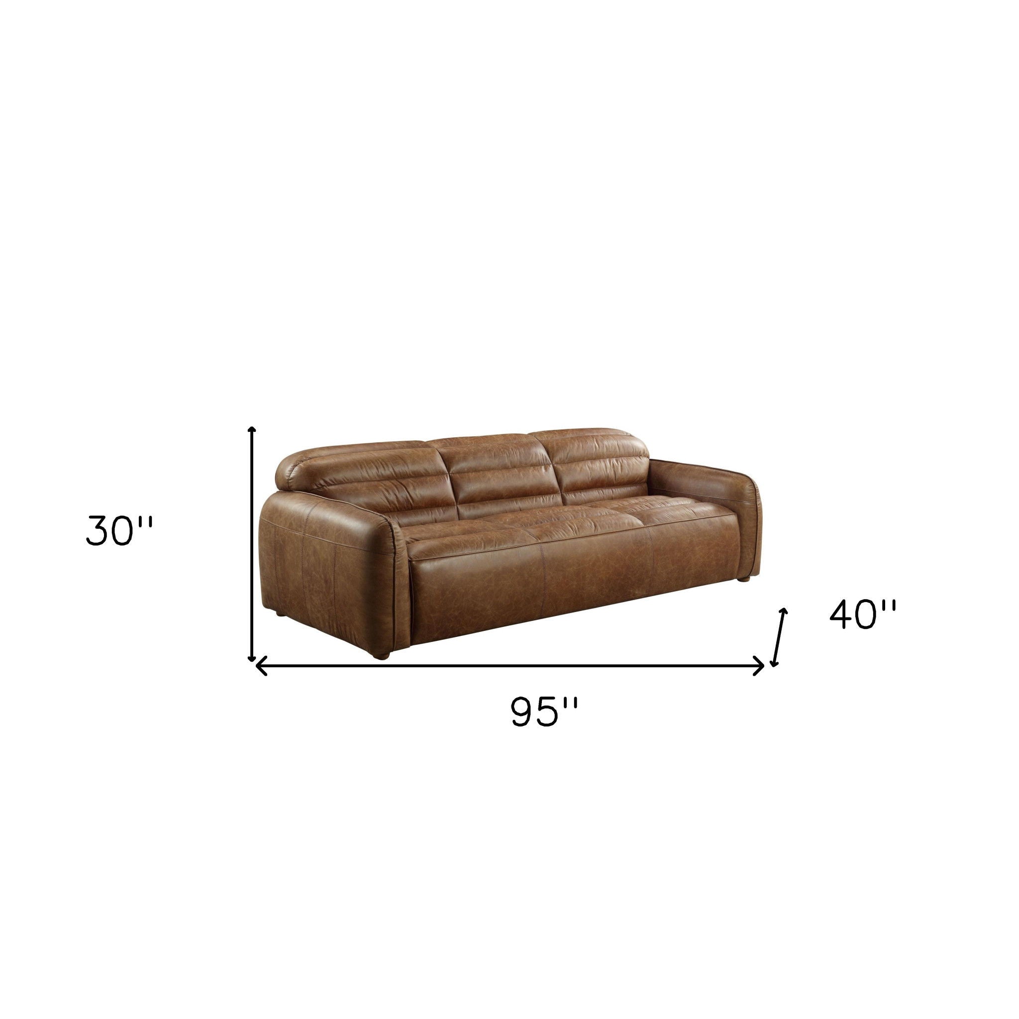 Top Grain Leather Sofa With Black Legs - Dark Brown