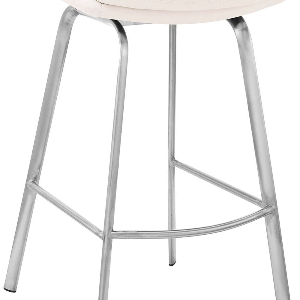 Swivel Low Back Counter Height Bar Chair - White / Silver