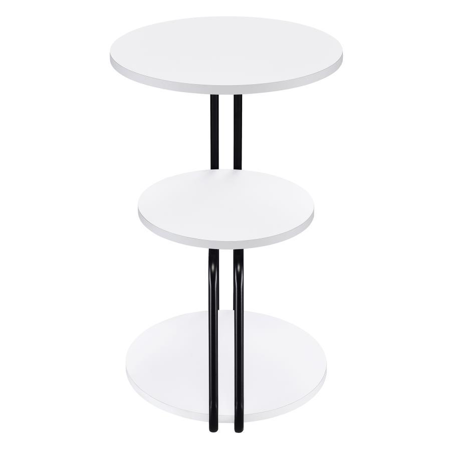 Hilly - 3-Tier Round Accent Side Table - White And Black