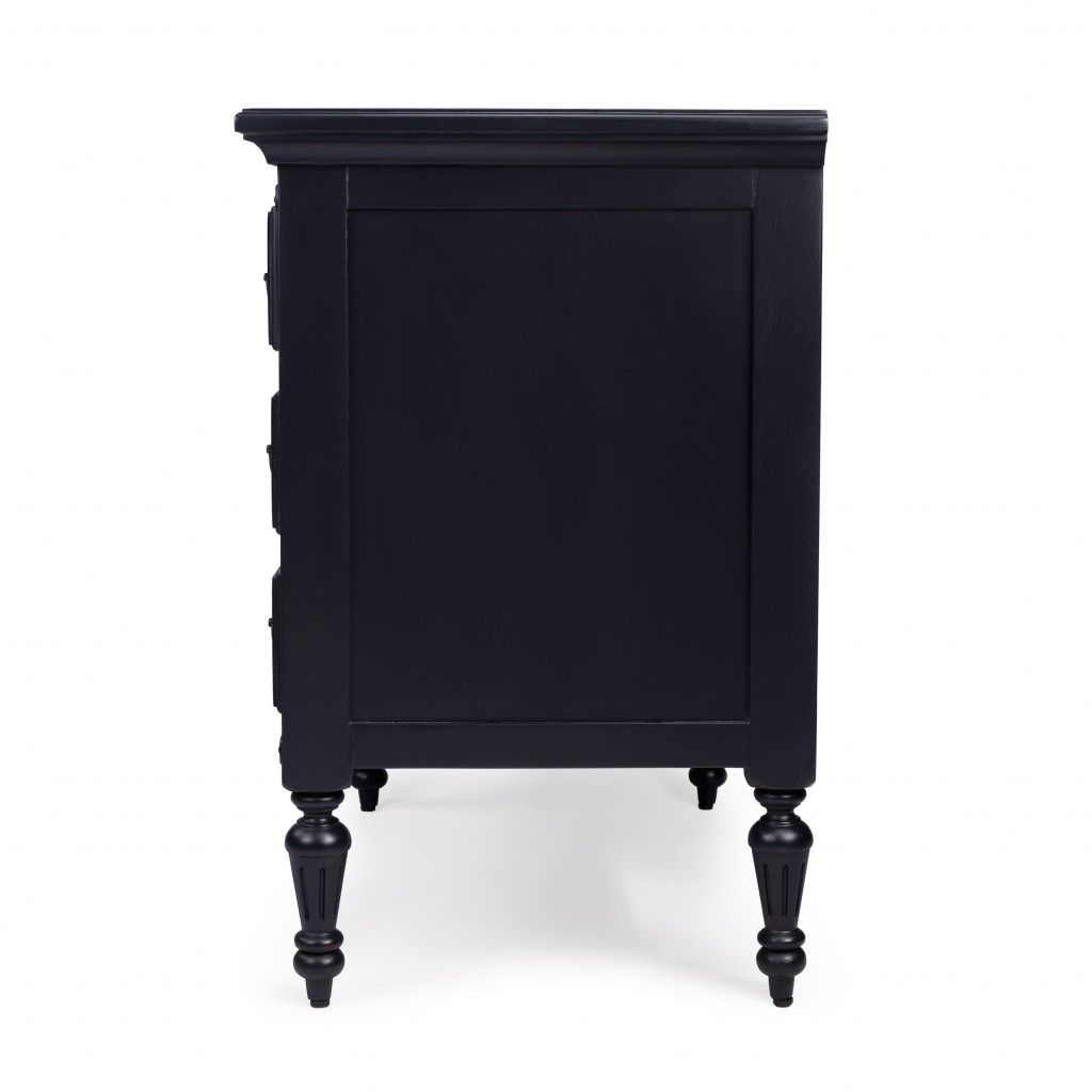 Solid Wood Four Drawer Gentlemans Chest - Black