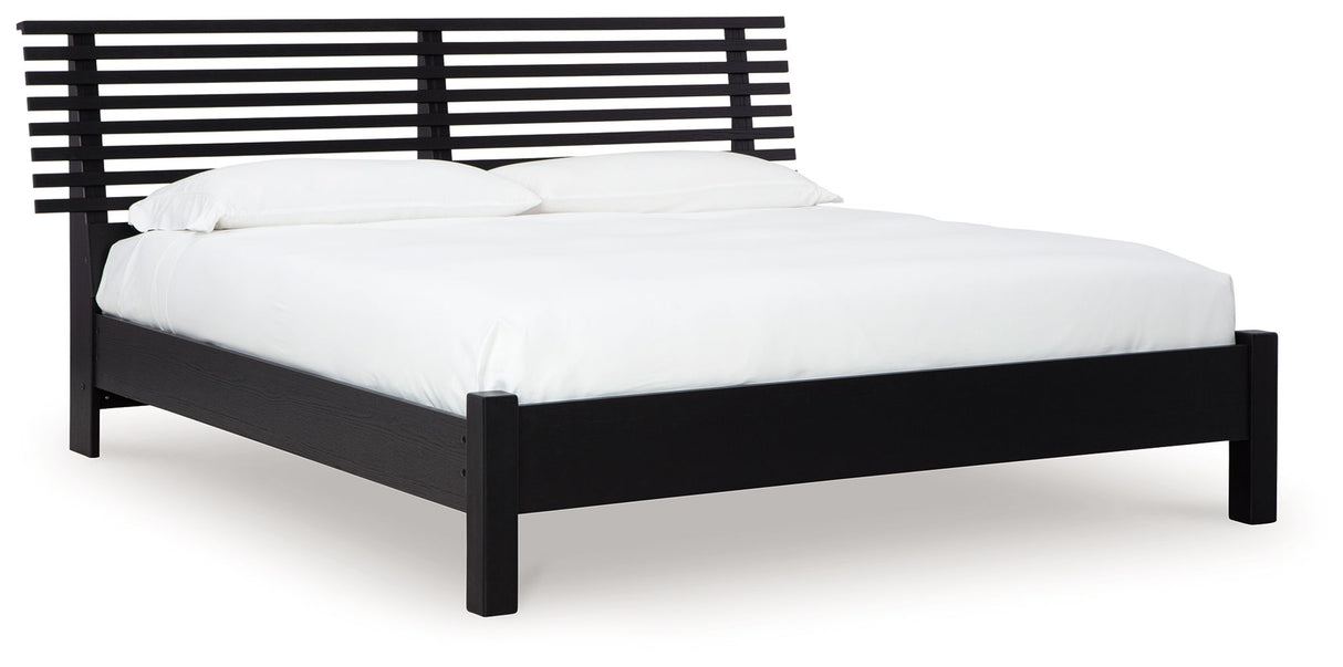 Danziar - King Slat Panel Bed With Low Footboard - Black