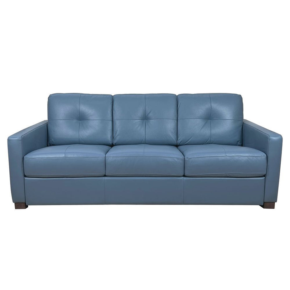 Leather Sleeper Sofa - Blue / Black