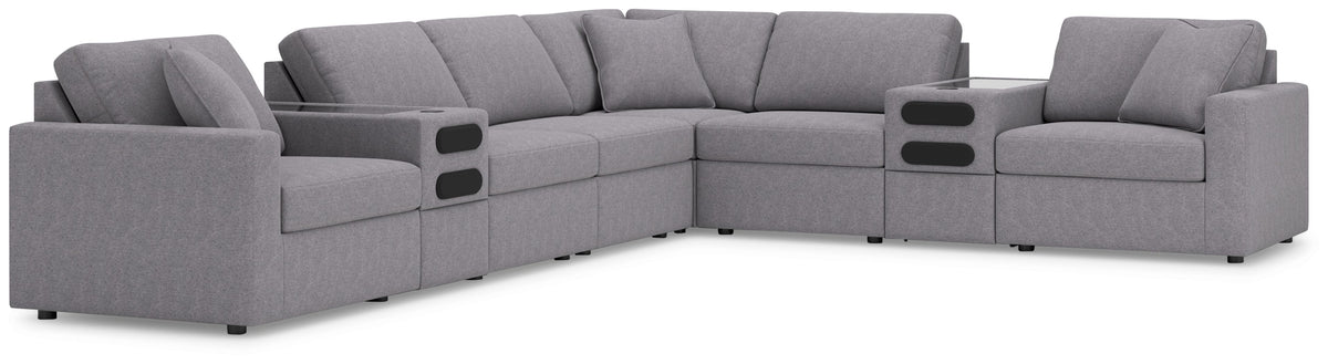Modmax - Granite - Sectional Gray 8 Pc. Sectional With Audio Consoles by Signature Design by Ashley® | Bel Furniture