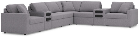 Modmax - Granite - Sectional Gray 8 Pc. Sectional With Audio Consoles by Signature Design by Ashley® | Bel Furniture