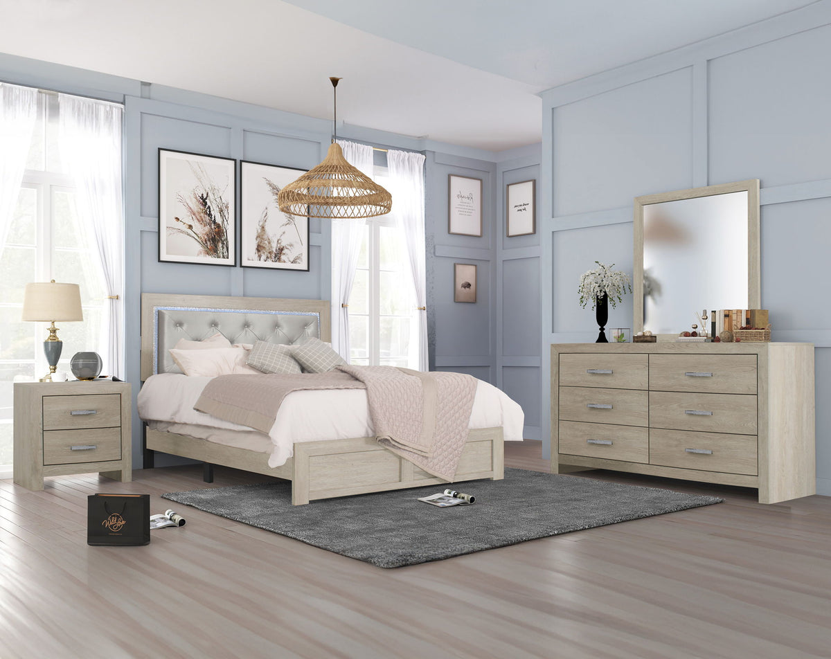Jaylen - Bedroom Set Gray 4 Pc. Bed, Dresser, Mirror, Nightstand by Crown Mark | Bel Furniture