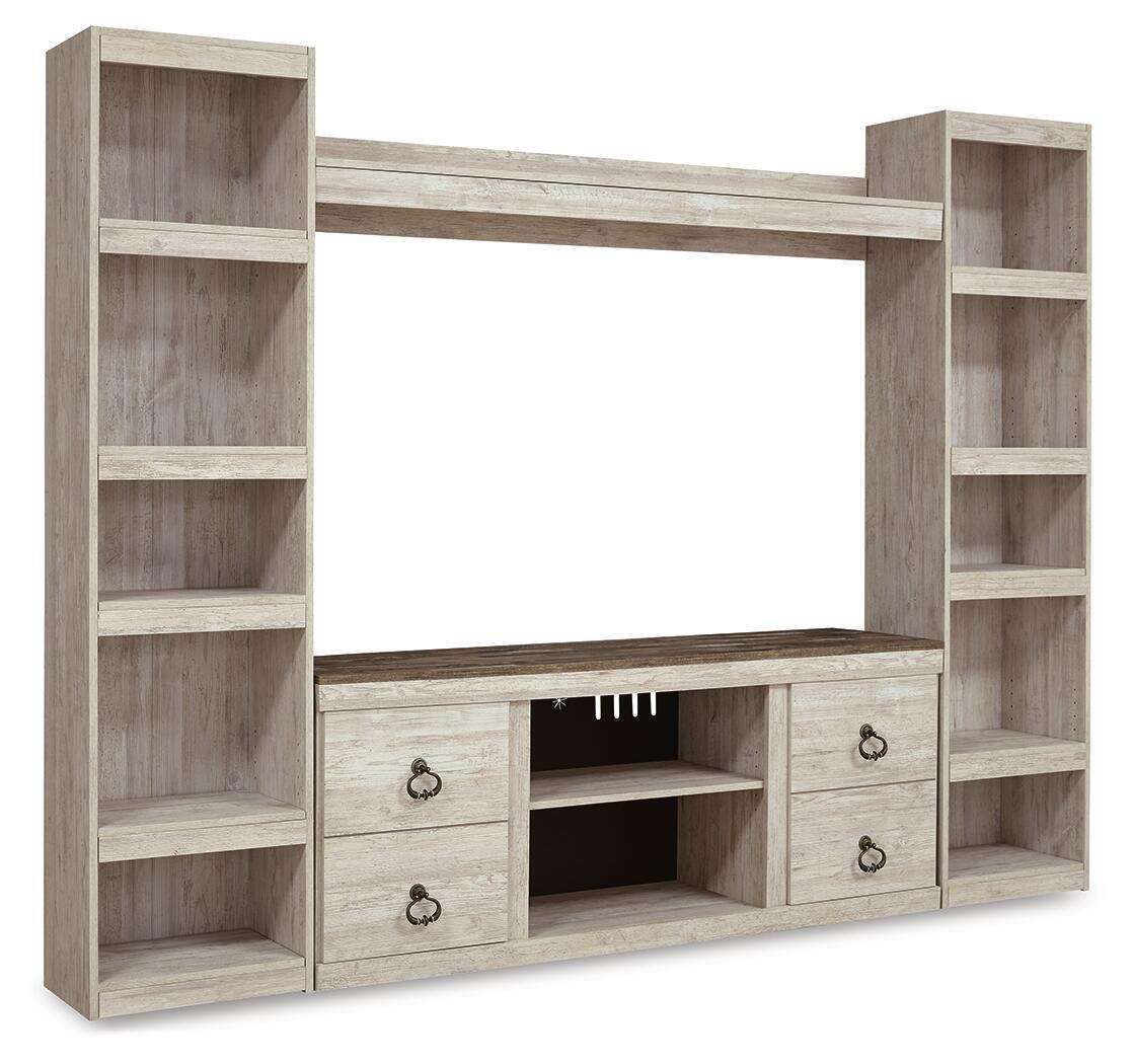 Willowton - 4-Piece Entertainment Center - Whitewash