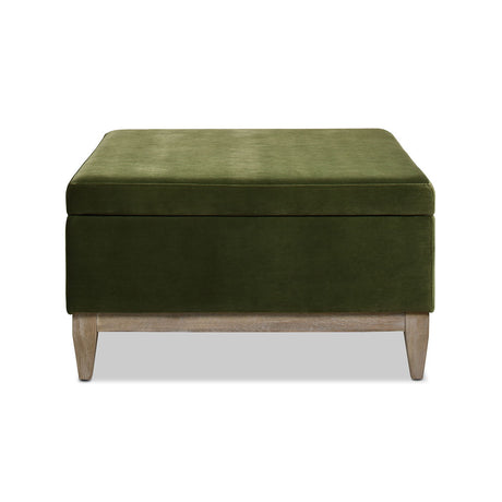 Knox - Square Storage Cocktail Ottoman - Olive Green - view 9